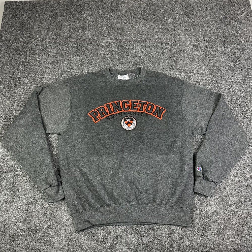 Princeton University Champion Sweatshirt Mens Medium Gray Ivy League Embroidered